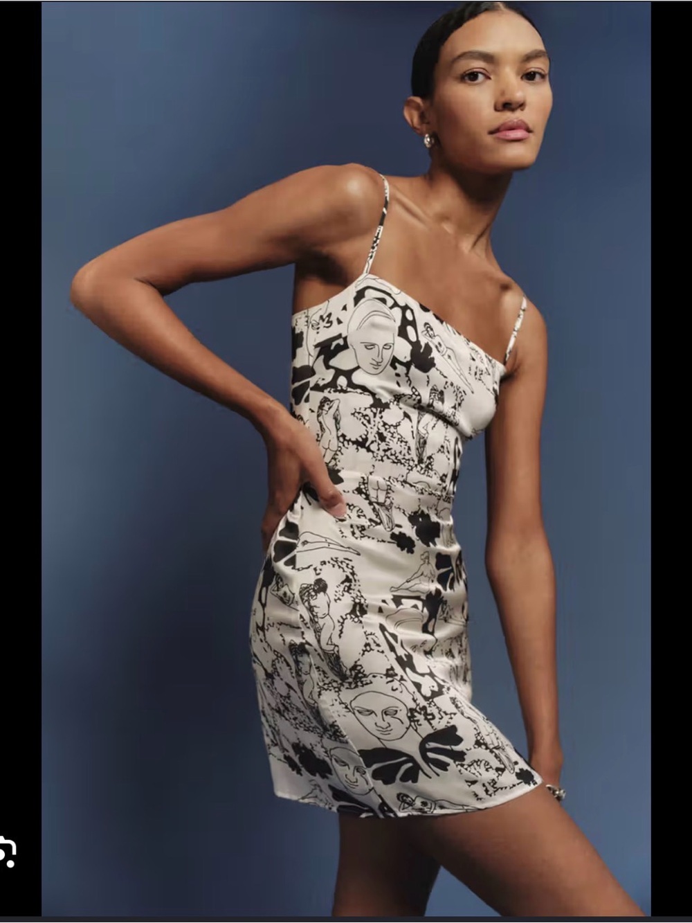 Reformation Kosta silk in Vogue Black & White Printed Slip Mini Dress